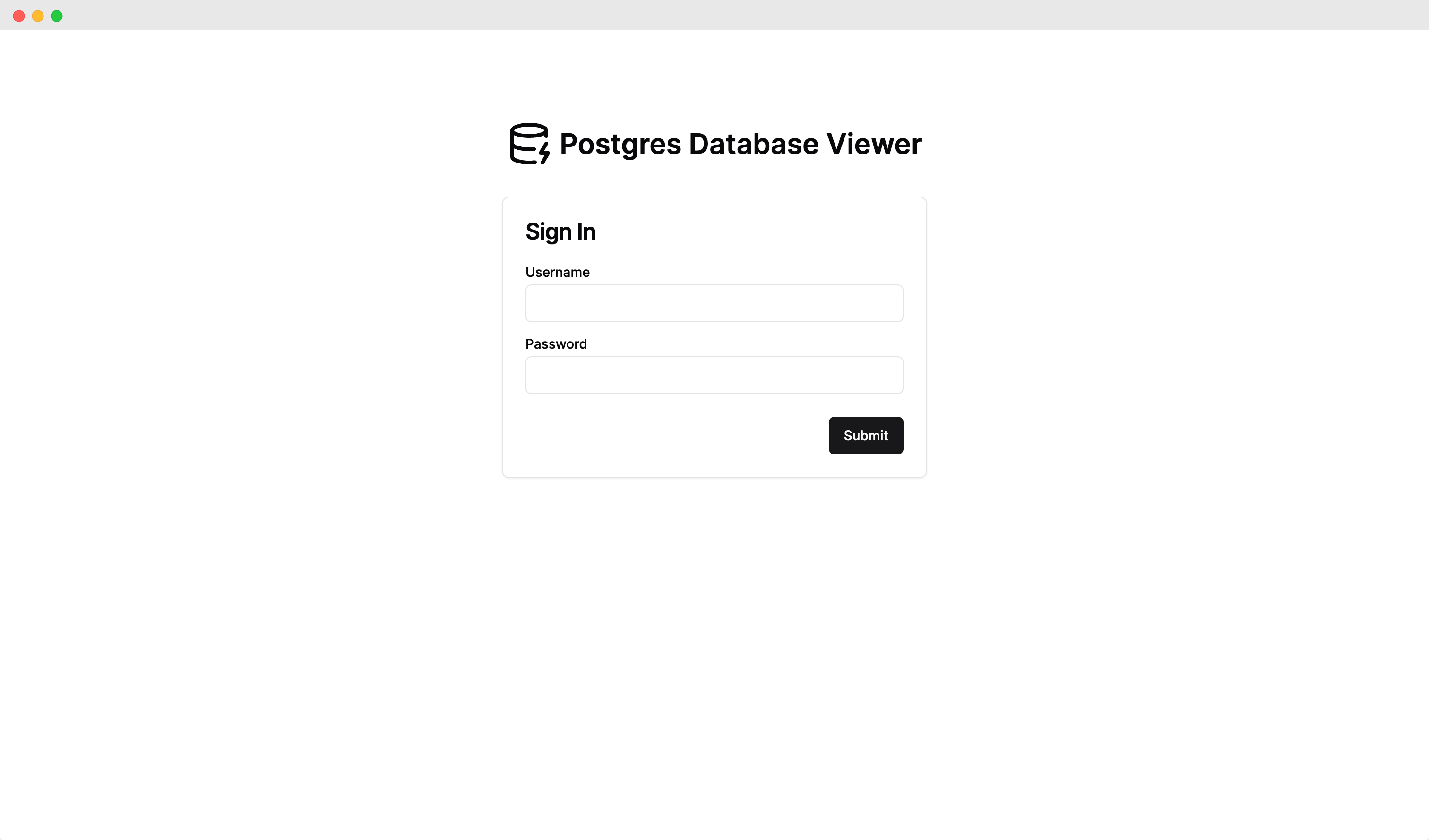 screenshot for Database viewer app