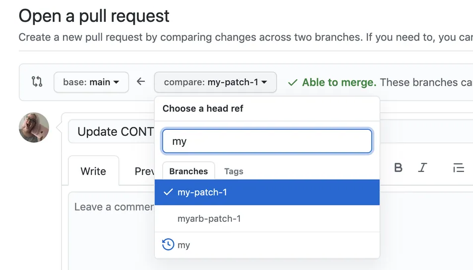 screenshot for Review a pull request
